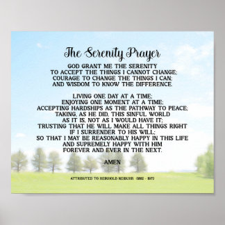 Poster Serenity Prayer On Peaceful Landscape Art