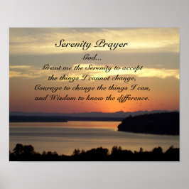 Póster Serenity Prayer Orange Seascape Foto Sunset