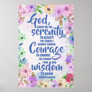 Poster Serenity Prayer Poesia Floral