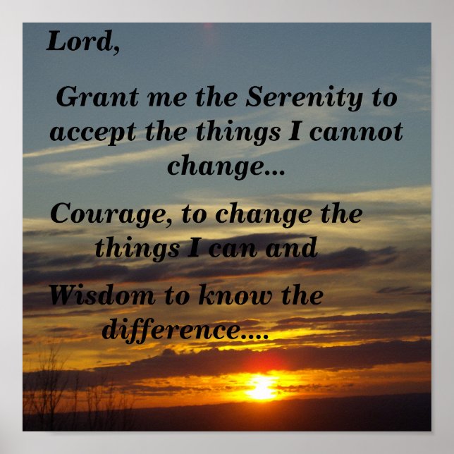 Poster Serenity Prayer (pôr do sol) (Frente)
