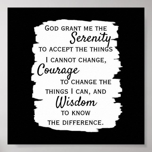 Poster Serenity prayer quote bold black and white (Frente)