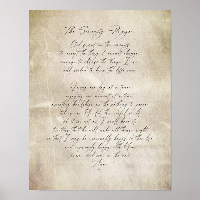 Poster Serenity Prayer Quote Vintage Style Distressed  (Frente)