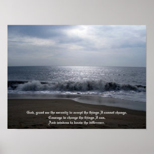 Poster Serenity Prayer sobre a Bela Foto de Praia no aman