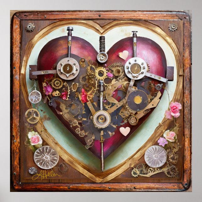 Poster Série Coração Vermelho Tamponado Steampunk (Frente)