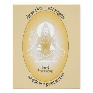 Póster Série de Arte Deuses da Índia - Senhor Hanuman
