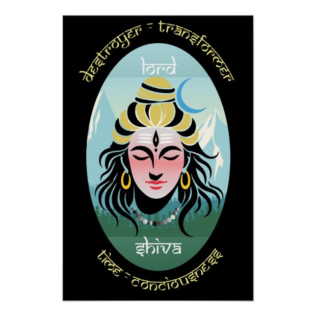 Póster Série de Arte Deuses da Índia - Senhor Shiva (Frente)