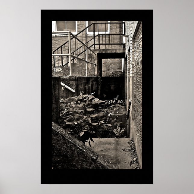 Póster Série de edifícios condenados; preto e branco (Frente)
