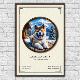 Poster Série de Zoologia do Akita Americano