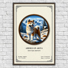 Poster Série de Zoologia do Akita Americano
