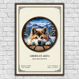Poster Série de Zoologia do Akita Americano