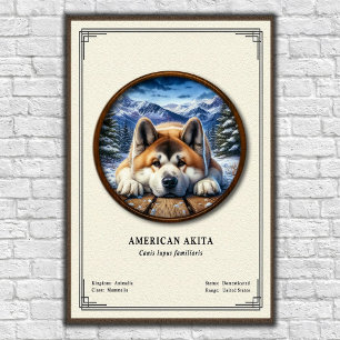 Poster Série de Zoologia do Akita Americano