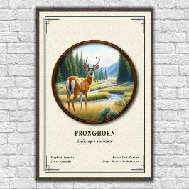 Poster Série de Zoologia do Antilope Americano (Pronghorn