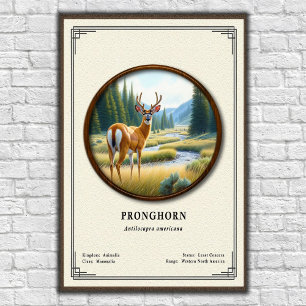 Poster Série de Zoologia do Antilope Americano (Pronghorn