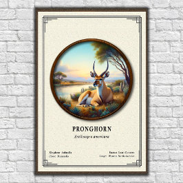 Poster Série de Zoologia do Antilope Americano (Pronghorn