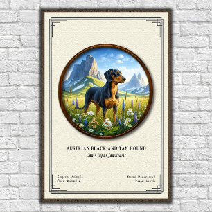 Poster Série de Zoologia do Cão de Caça Preto e Castanho