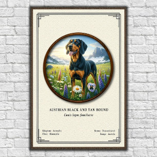 Poster Série de Zoologia do Cão de Caça Preto e Dourado A
