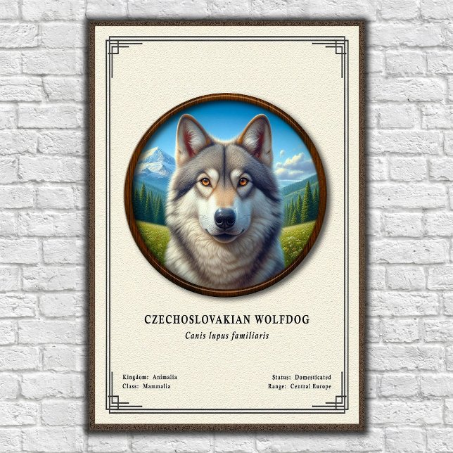 Poster Série de Zoologia do Cão Lobo Checoslovaco (Criador carregado)