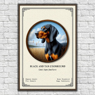 Poster Série de Zoologia do Coonhound Black e Tan