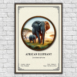 Poster Série de Zoologia do Elefante Africano