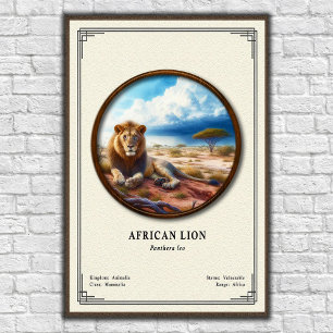 Poster Série de Zoologia do Leão Africano
