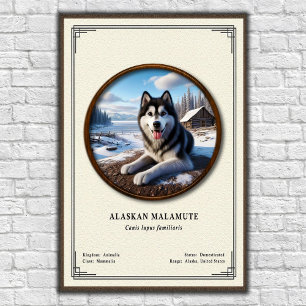 Poster Série de Zoologia do Malamute do Alasca