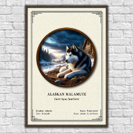 Poster Série de Zoologia do Malamute do Alasca