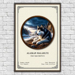 Poster Série de Zoologia do Malamute do Alasca