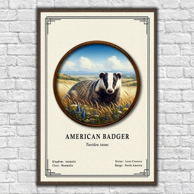 Poster Série de Zoologia do Texugo Americano (Criador carregado)