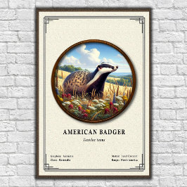 Poster Série de Zoologia do Texugo Americano