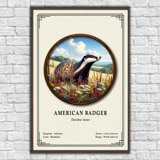 Poster Série de Zoologia do Texugo Americano (Criador carregado)