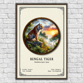 Poster Série de Zoologia do Tigre de Bengala