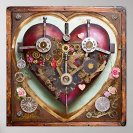 Poster Série Steampunk Coração Vermelho Buff