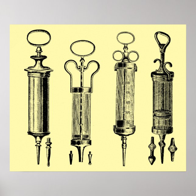 Poster Seringas Médicas Vintage 1929 (Frente)