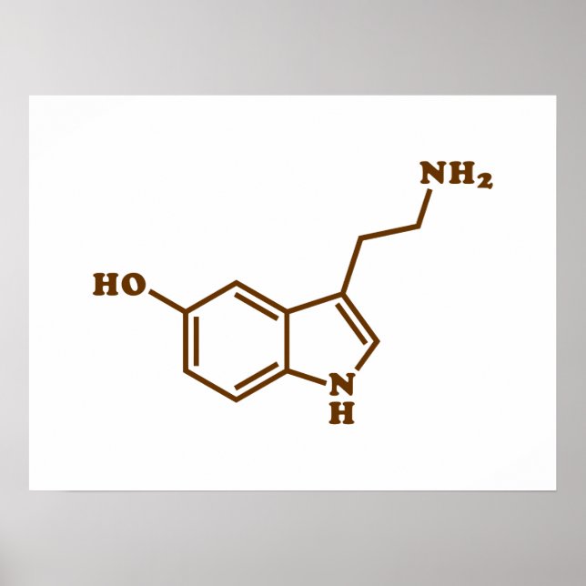 Poster Serotonina Fórmula Química Molecular (Frente)