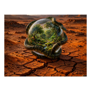 Póster Serpente & a Orbe do Éden Paisagem Surrealista de 