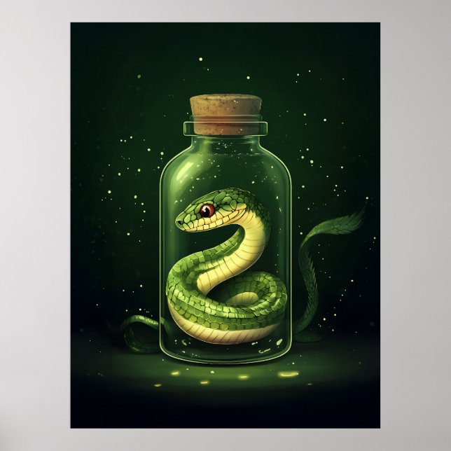 Poster Serpente Encantada em Jar de Vidro (Frente)