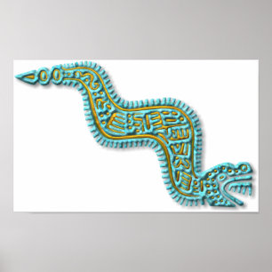 Póster Serpente-turquesa e ouro maias