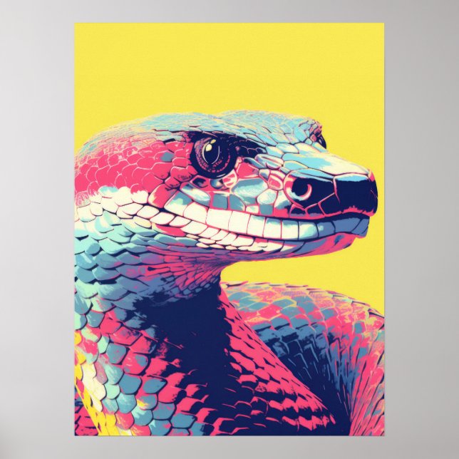 Poster Serpente Vibrante: Pop Art Cobra (Frente)