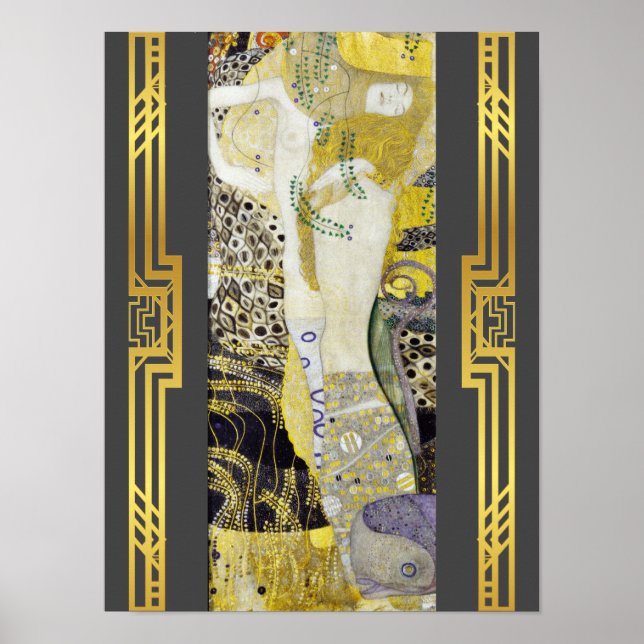 Poster Serpentes de Água Klimt Restauradas Art Nouveau (Frente)