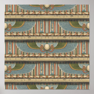 Poster Serpentes e Hieroglifos do Círculo Alado Egípcio