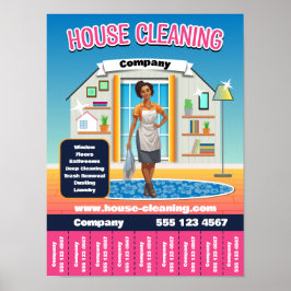 Poster Serviço de Limpeza de Casa Rosa