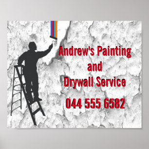 Poster Serviço de pintura Stucco Reparo doméstico do Hand