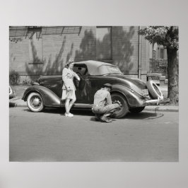 Póster Serviço de Reparo Automotivo, 1942. Foto Antiga