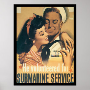 Póster Serviço de Submarinos WWII