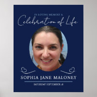 Serviço memorial funeral coração oval foto azul ma