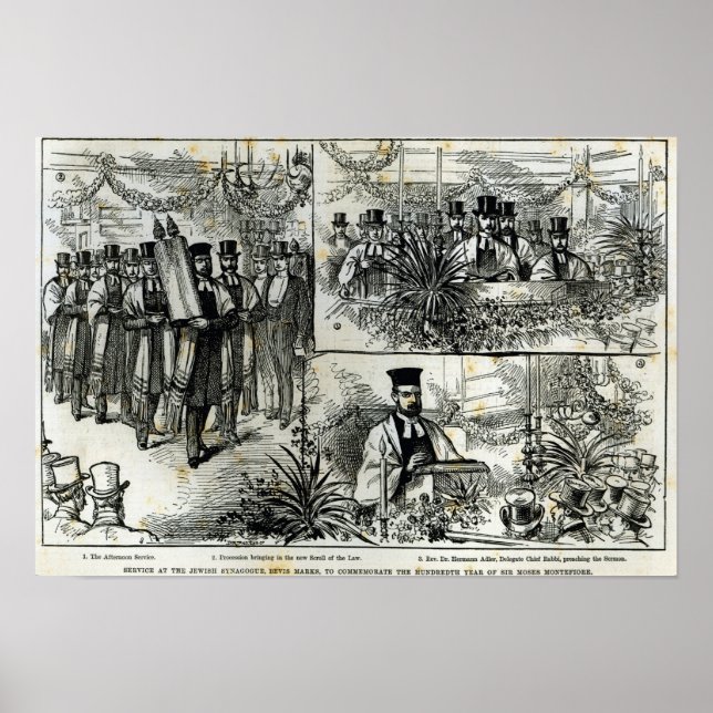 Póster Serviço na sinagoga judaica (Frente)