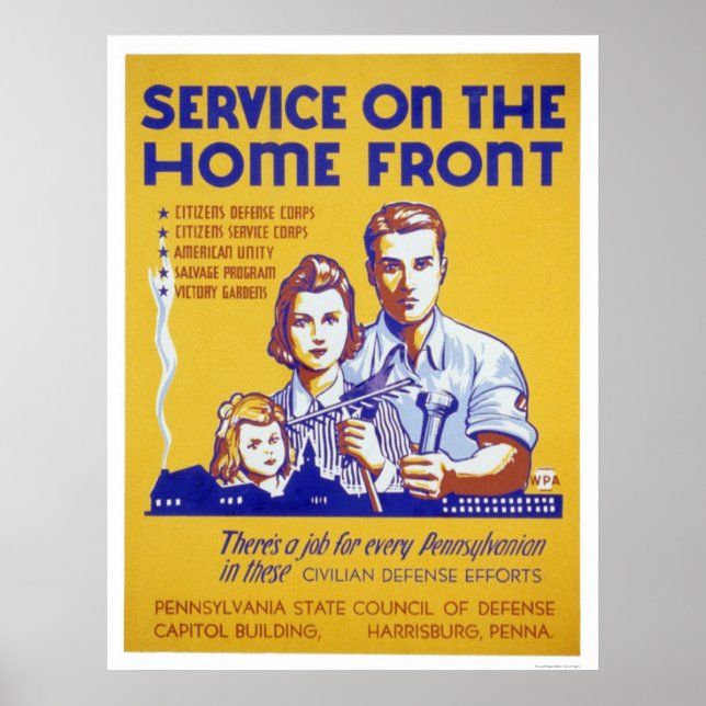 Póster Serviço no Homefront WPA (Frente)