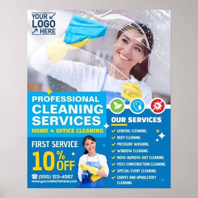 Poster Serviços de limpeza profissional - Modelo (Frente)