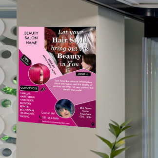 Poster Serviços de Salão de Cabelo Profissional Adicionar