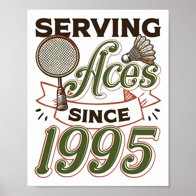 Poster Servindo Aces Desde 1995 Badminton Lover 30 (Frente)